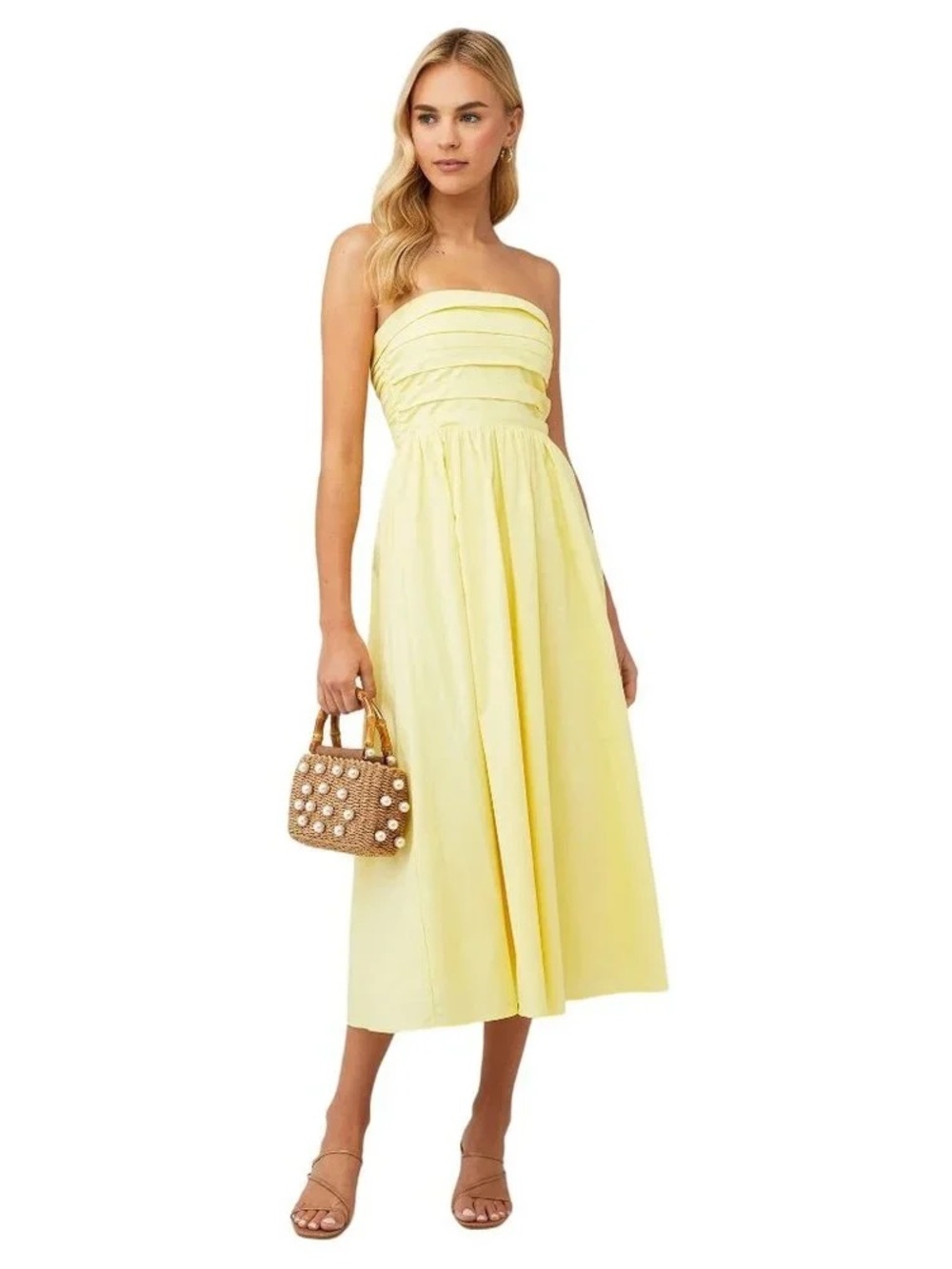 WAYF
STRAPLESS MIDI DRESS in Yellow